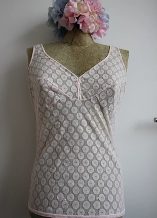 débardeur caraco vintage lingerie rose à motifs, brand: Vintage, condition: Very good, size: M / 38 / 10, €10.00, €11.20 includes Buyer Protection Pro