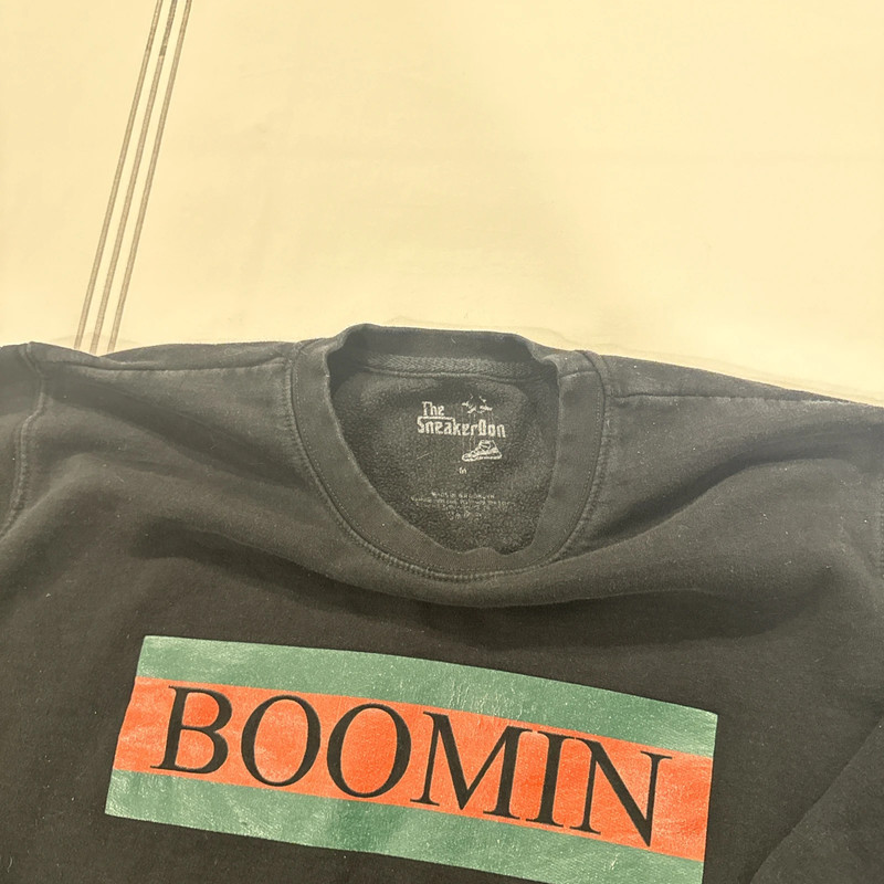 the sneaker don black red and green boomin crewneck 3