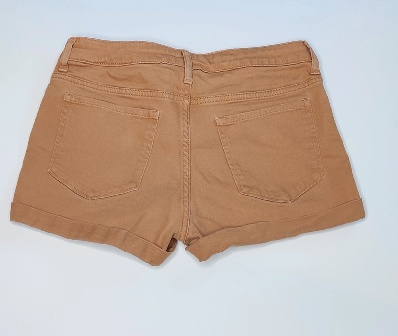 Arizona Jean Company Tan Camel Khaki Denim Jean Shorts Rolled Hems 2