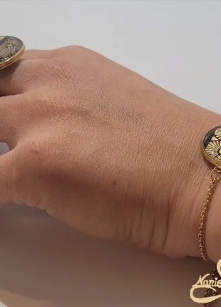 Ensemble Bague et Bracelet rond doré et noir, marca: Fait Main, estado: Nuevo sin etiquetas, 20,00 €, 21,70 € Protección al comprador incluida