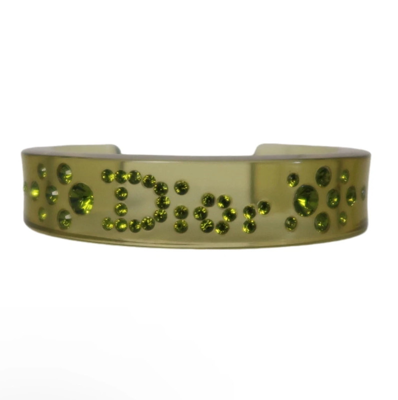 Christian Dior Lucite Green Resin Cuff Bracelet 1