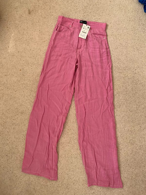 Pink Zara Wide Leg Trousers