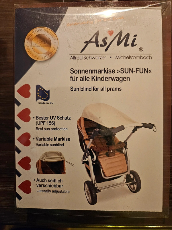 Universal-Sonnensegel bzw. Sonnenmarkise für Kinderwagen in rot