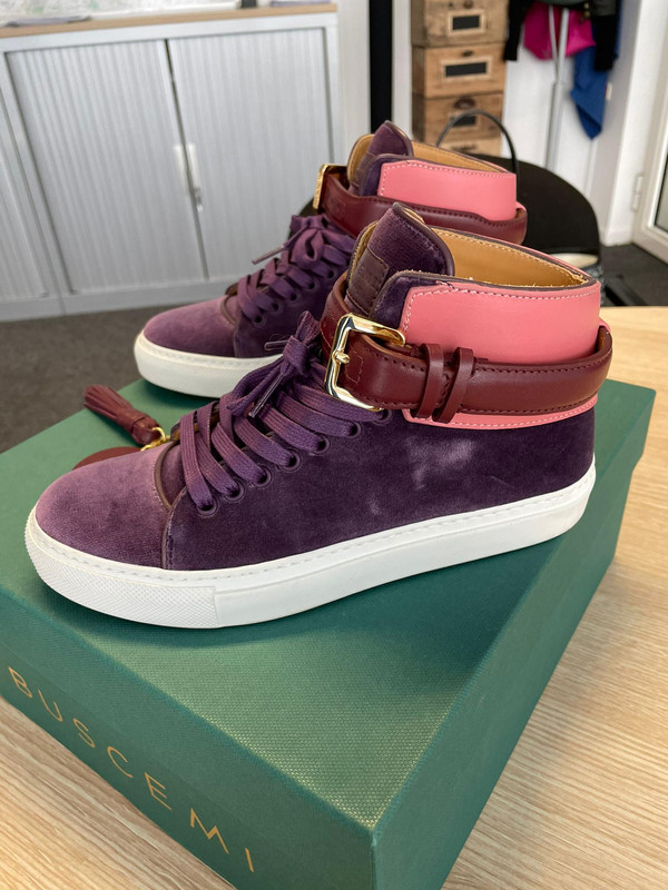 Basket Buscemi suede et cuir lilac d tail bordeaux et pink Vinted