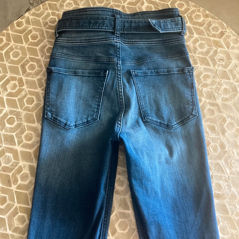 Express Super High Waisted Belted Denim Perfect Stretch Ankle jeans 3