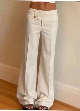 Pantalon élégant à jambes évasées larges style y2k beige/crème japan style, marca: Aesthetic, estado: Muy bueno, tamaño: S / 36 / 8, 37,99 €, 40,59 € Protección al comprador incluida