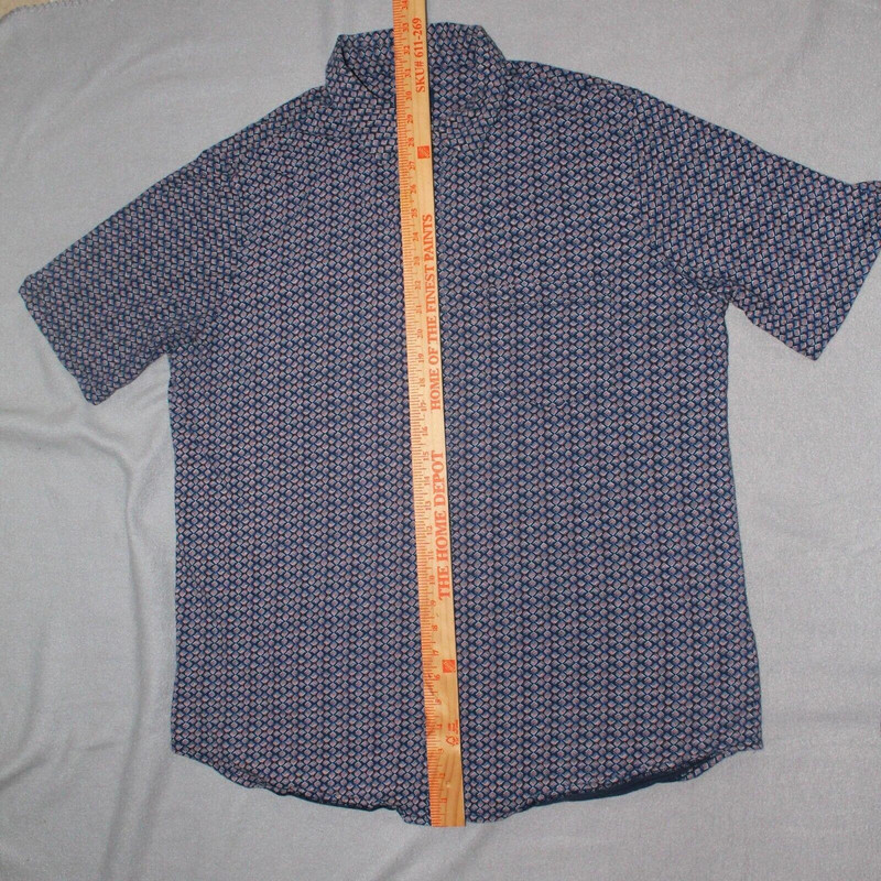 Mens Xl George Blue Short Sleeve Button Up Pocket Casual Shirt 4