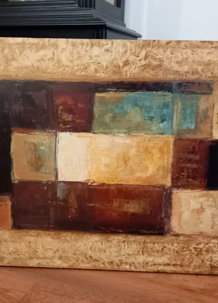 Cuadro abstracto texturizado ocres y marrones, marca: Boho Deco, estado: Nuevo sin etiquetas, 15,95 €, 17,45 € Protección al comprador incluida
