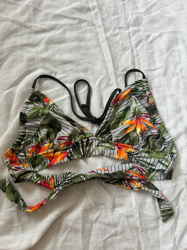 Palm tree tropical pattern bikini top 1