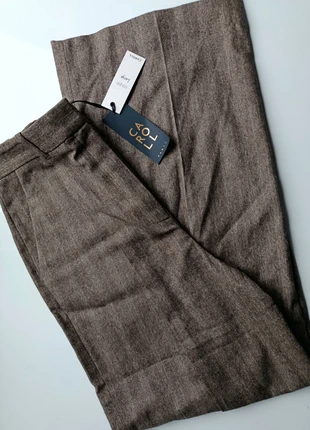 Pantalon à pinces Caroll Paris – coupe large en laine brun chiné, brand: Caroll, condition: New with tags, size: M / 38 / 10, €40.00, €42.70 includes Buyer Protection