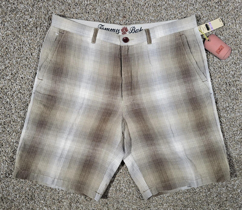 Tommy Bahama Paradise Linen Silk Shorts Balken Plaid 38 Nwt 1