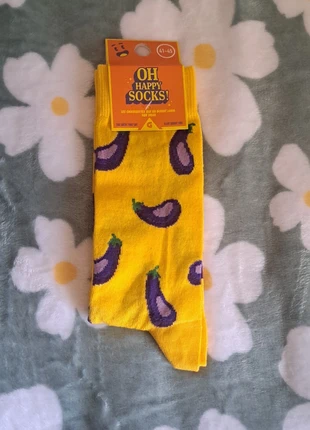 🍆💛 Chaussettes jaunes motif aubergine 41-45 – pieds vitaminés ! 🧦, brand: GiFi, condition: New with tags, size: M | 43–46, €4.00, €4.90 includes Buyer Protection