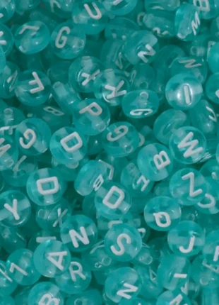 🌟 Lot 50 perles lettres acrylique turquoise 0,6 cm DIY bijoux 🌟, état: Très bon état, 1,90 €, 2,70 € Protection acheteurs (Pro) incluse