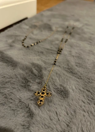 Vintage Y2K Kettenset Schwarz-Gold mit Kreuzanhänger Nie getragen, marque: Accessoires, état: Neuf sans étiquette, 3,00 €, 3,85 € Protection acheteurs incluse