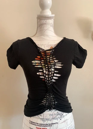 T shirt preta braided weave feita à mão hand made, merk: Handmade, staat: Nieuw zonder prijskaartje, maat: S / 36 / 8, € 6,00, € 7,00 inclusief Kopersbescherming