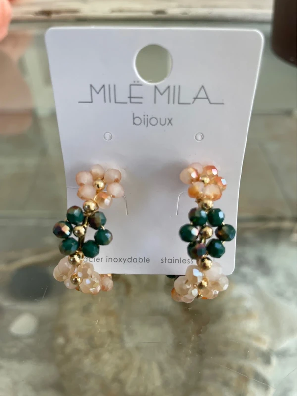 Créoles bohème fleurs perles multicolores - photo numéro 2