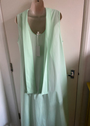 NWT COS Cotton Circle cut A line Dress Maxi Green mint colour size 2
