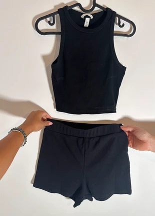Black Ribbed Lounge Set – Sleek, Soft & Minimal, marca: H&M, estado: Muy bueno, tamaño: S / 36 / 8, 5,00 €, 5,95 € Protección al comprador incluida