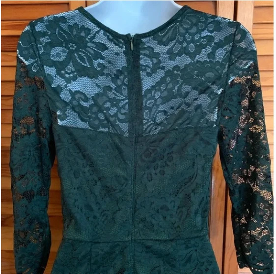 Hunter Green Lace A Line Dress New Never Worn 3