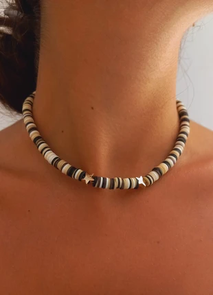 💫Handmade Black, Beige and White with Star Pendants Necklace💫, état: Neuf sans étiquette, 6,00 €, 7,00 € Protection acheteurs incluse