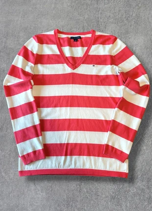 Pull femme Tommy Hilfiger rayé rose et blanc col V logo brodé - S, marque: Tommy Hilfiger, état: Très bon état, taille: S / 36 / 8, 24,00 €, 25,90 € Protection acheteurs incluse