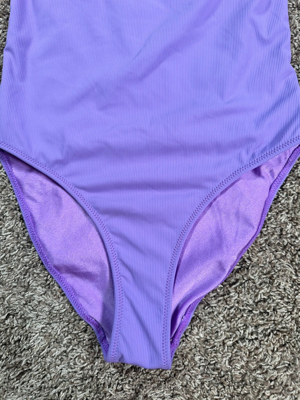 triangl swimwear lavender purple ribbed one piece swimsuit square neckline XS 3