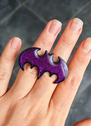 Bague 2 doigts ajustable fantaisie batman paillettes, brand: Batman, condition: Good, size: Adjustable, €2.50, €3.33 includes Buyer Protection