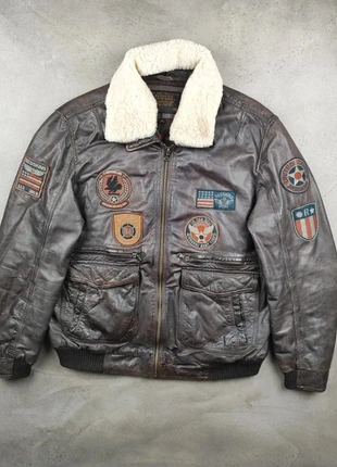 Blouson aviateur / bombers redskins type A-2 marron en cuir de vachette année 80 - Taille XXL homme, merk: Redskins, staat: Heel goed, maat: XXL, € 130,00, € 137,20 inclusief Kopersbescherming