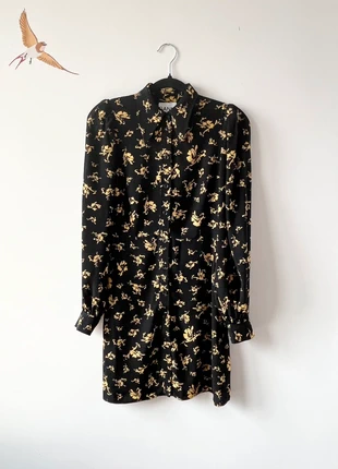 Robe chemise Ganni noire à fleurs jaunes – taille 34-36fr, brand: Ganni, condition: Good, size: S / 36 / 8, €29.00, €31.15 includes Buyer Protection