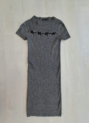 Robe pull Bershka - taille S - Côtelée - Laçage poitrine décolleté, merk: Bershka, staat: Heel goed, maat: S / 36 / 8, € 6,00, € 7,00 inclusief Kopersbescherming