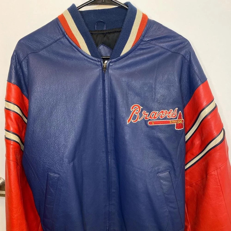 Vintage 90s Atlanta Braves Leather Jacket Like New - Vinted