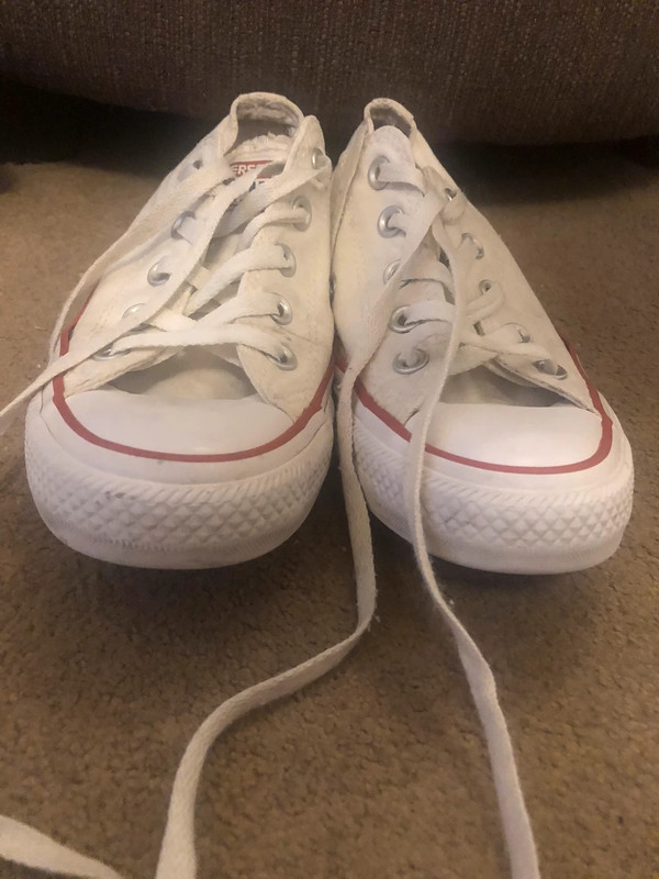 Converse All Star White Red Blue lace up trainers Size 4 Vinted