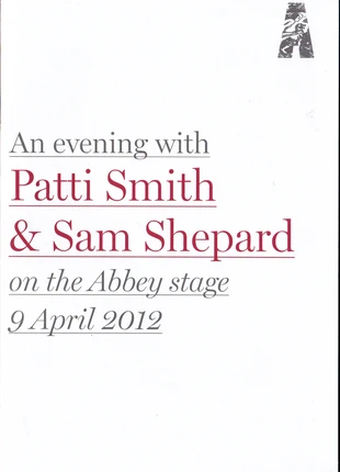 Book "An evening with Patti Smith & Sam Shepard on the Abbey stage 9 April 2012" - Programme, estado: Nuevo sin etiquetas, 20,00 €, 21,70 € Protección al comprador incluida
