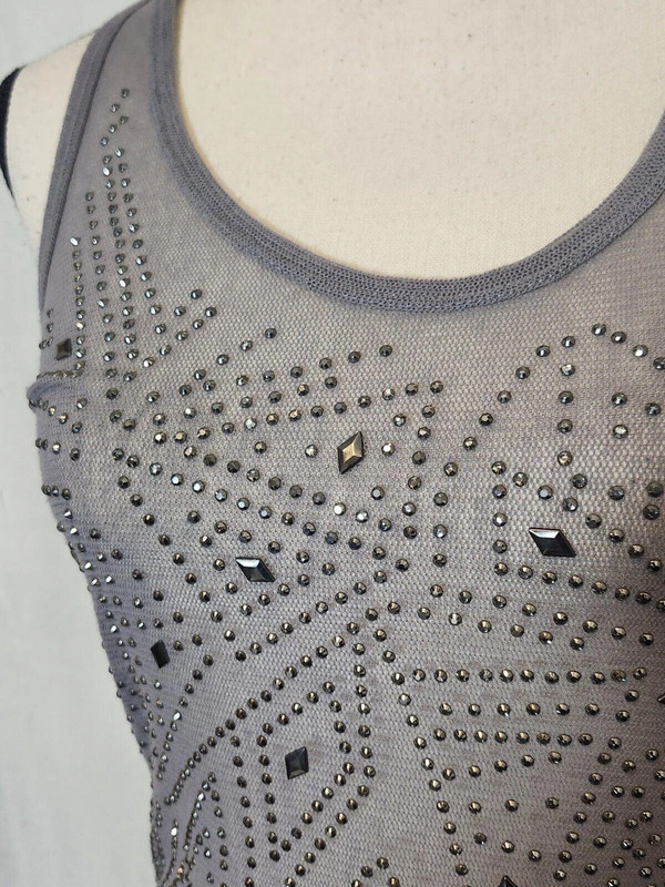 Studio Y Women’S Size Medium Gray Racerback Tank Top Rhinestones 5