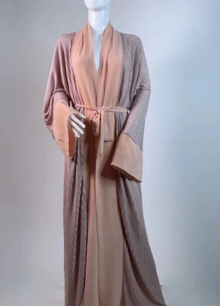 Dusky Pink Long Kimono Set | Stretch Ribbed & Chiffon Duster | 3-Piece Elegant Layer, condition: Very good, size: XXL / 16, £24.99, £26.94 includes Buyer Protection
