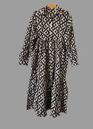 Robe ample imprimée graphique coton H&M, taille XS, marque: H&M, état: Très bon état, taille: XS / 34 / 6, 7,00 €, 8,05 € Protection acheteurs incluse