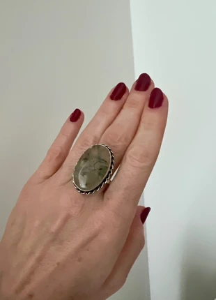 Oval Prehnite Statement Ring Silver-plated, Adjustable, brand: Crystal, condition: Very good, size: Adjustable, £20.00, £21.70 includes Buyer Protection
