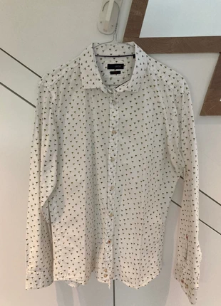 Chemise blanche avec palmier vert foncé cinque, merk: Cinque, staat: Nieuw zonder prijskaartje, maat: M, € 20,00, € 21,70 inclusief Kopersbescherming