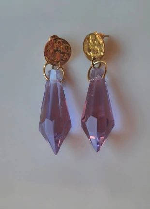 Jolies boucles d oreilles vintage cylindre parme en cristal et acier inoxydable doré, marke: Lune bijoux, zustand: Neu, 6,99 €, 8,04 € beinhaltet Vinted-Käuferschutz Pro