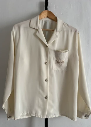 Chemisier vintage fluide boutons bijoux Broderie calèche Taille 44, condizioni: Ottime, taglia: XXL / IT 48 / EU 44, €17.00, €18.55 include la Protezione acquisti