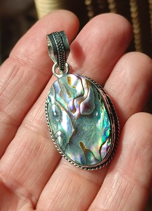 Pendentif plaqué argent et nacre d'abalone, état: Très bon état, 10,00 €, 11,20 € Protection acheteurs incluse