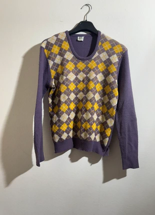 Pullover vintage a rombi viola e giallo, marca: Vintage Dressing, estado: Bueno, tamaño: M / 38 / 10, 2,00 €, 2,80 € Protección al comprador incluida