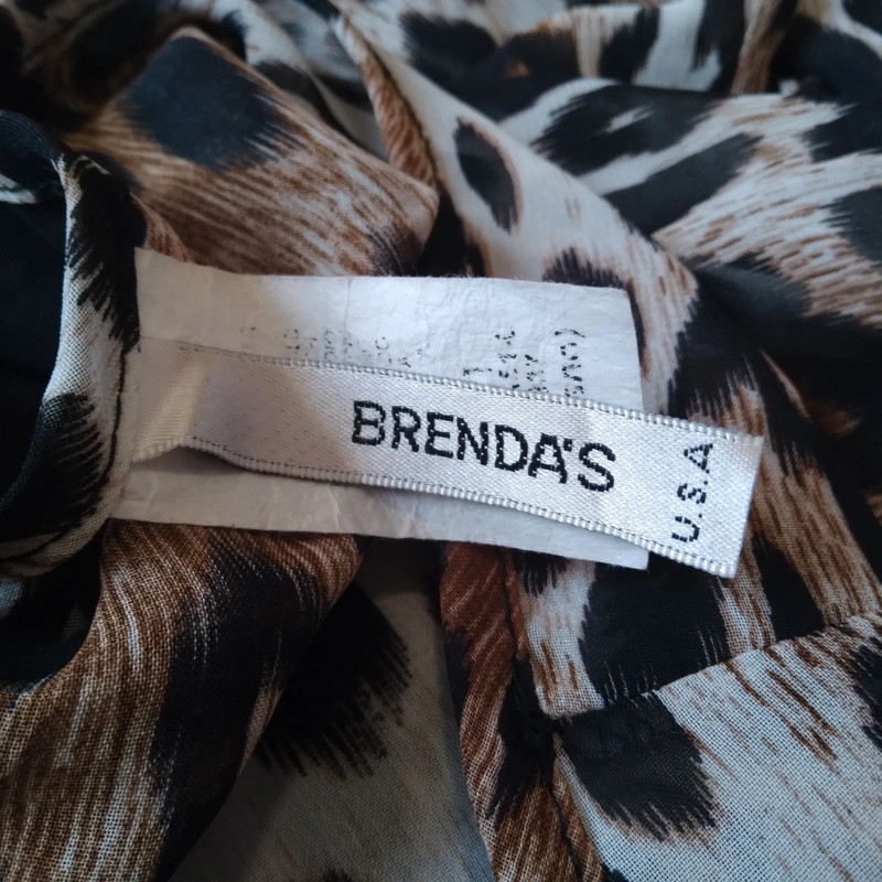 Brenda's Women's Medium Brown & Black Sheer Leopard Pattern 3/4 Sleeve Blouse 3