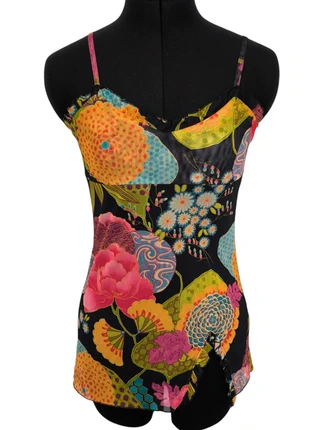 Adorable top débardeur cami y2k mesh transparent fendu motif fleuri 💐, marque: y2k, état: Très bon état, taille: XS / 34 / 6, 15,00 €, 16,45 € Protection acheteurs (Pro) incluse