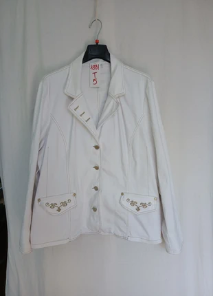 Veste blanche avec fantaisie, condition: Very good, size: 5XL / 50 / 22, €10.00, €11.20 includes Buyer Protection