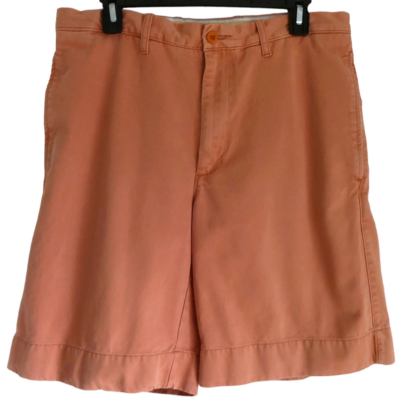 Flat Front Chino Khaki Shorts Men’s 33 Salmon Color Casual Charter Club Cotton 1