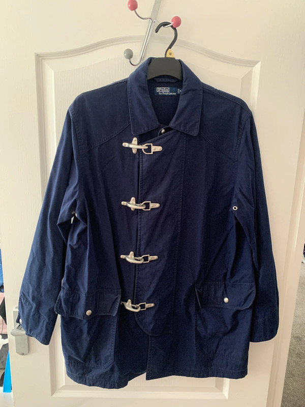 Vintage Polo Ralph Lauren Vintage Fireman Lobster Clasp Long Jacket Blue  Men M