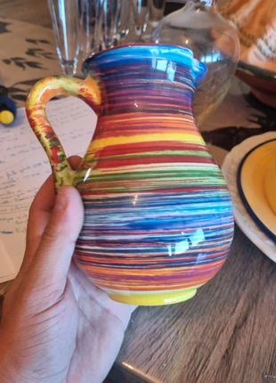 Pichet céramique vintage peint à la main, un rayon de soleil sur votre table. Multicolore, état: Bon état, 44,50 €, 47,43 € Protection acheteurs (Pro) incluse