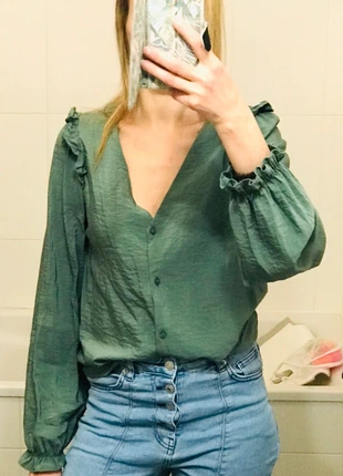 Superbe blouse vert d’eau Vila, merk: Vila, staat: Heel goed, maat: S / 36 / 8, € 36,00, € 38,50 inclusief Kopersbescherming