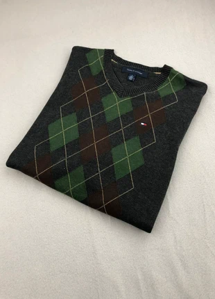 Pull sweat col V v-neck gris foncé à motifs losanges tommy Hilfiger - taille L homme, marque: Tommy Hilfiger, état: Très bon état, taille: M, 15,99 €, 17,49 € Protection acheteurs incluse